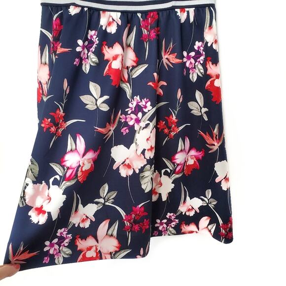 Eliza J | Floral Striped Fit and Flare Dress - Picture 4 of 9